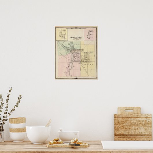 Poster Cartes de Stevens Point, Elroy et Wonewoc (Cuisine)