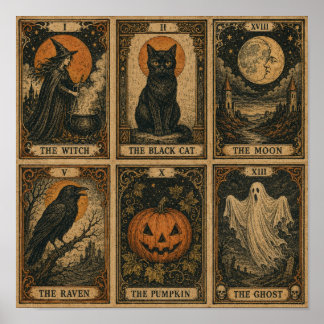 Poster Cartes de tarot Halloween vintage