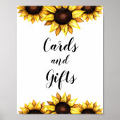 Poster Cartes de tournesol Cadeaux Jaune Blanc Floral (Devant)