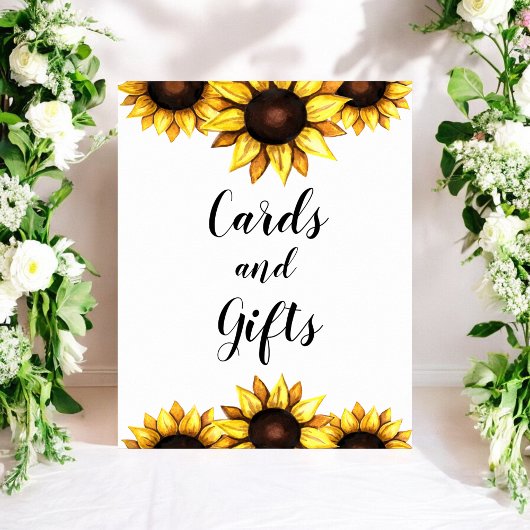Poster Cartes de tournesol Cadeaux Jaune Blanc Floral