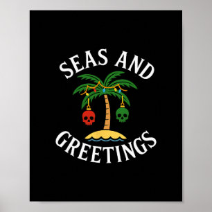 Poster Cartes de vœux de fêtes de fin d'année Pirate de p