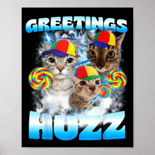 Poster Cartes de vœux de mème de chat Huzz Drôle Amoureux