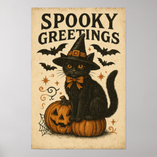 Poster Cartes de vœux Halloween épouvantables vintage