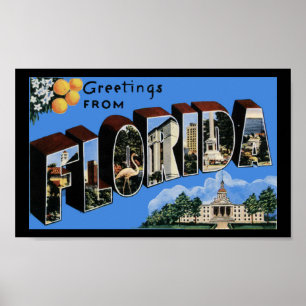Poster Cartes de vœux imprimées vintage Floride