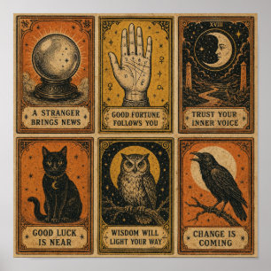 Poster Cartes de Voyante Vintage pour Halloween