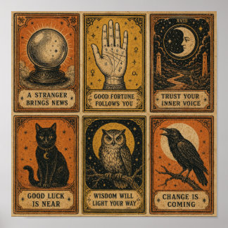 Poster Cartes de Voyante Vintage pour Halloween