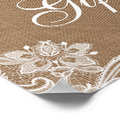 Poster Cartes Dentelles Rustiques Mariage Burlap (Coin)