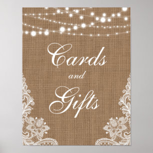 Poster Cartes Dentelles Rustiques Mariage Burlap