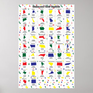 Poster Cartes des capitales d'État à imprimer