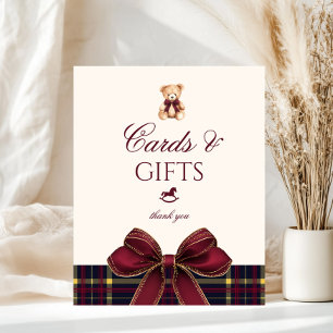 Poster Cartes d'ours en peluche et cadeaux Red Bow Plaid