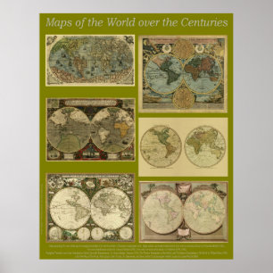Poster Cartes du monde au cours des siècles