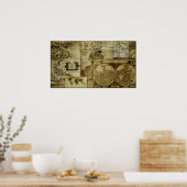 Poster Cartes du monde Vintage cool (Cuisine)