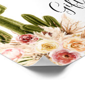 Poster Cartes et cadeau Fleurs Roses Cactus Boho et Herbe (Coin)
