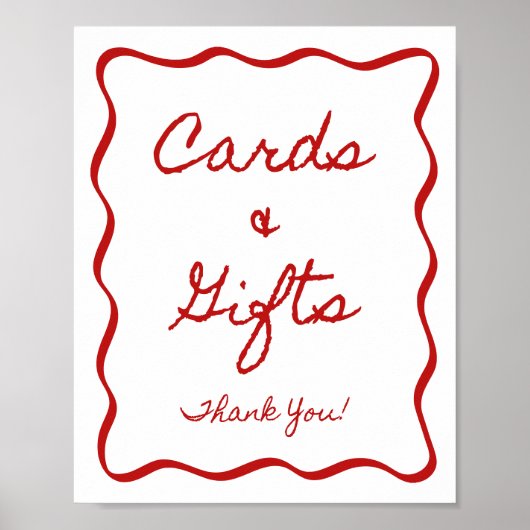 Poster Cartes et cadeaux 8x10 pouces - Police manuscrite (Devant)