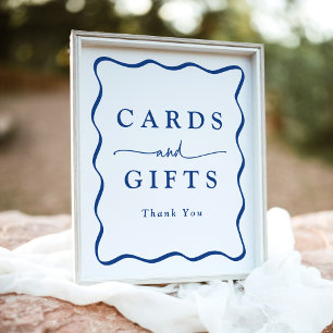 Poster Cartes et Cadeaux à Cadre Ondulé Bleu Moderne