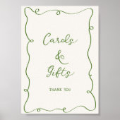 Poster Cartes et cadeaux à cadres verts dessinés à la mai (Devant)