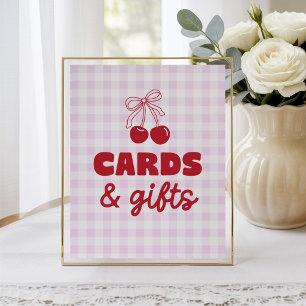 Poster Cartes et cadeaux à carreaux roses Cerise Annivers