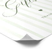 Poster Cartes et cadeaux à rayures vertes Luxe Script (Coin)