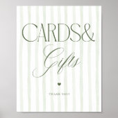 Poster Cartes et cadeaux à rayures vertes Luxe Script (Devant)