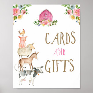 Poster Cartes et cadeaux Animaux de ferme Grange Fille An