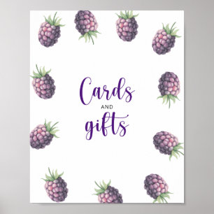 Poster Cartes et cadeaux aquarelle mûre baby shower