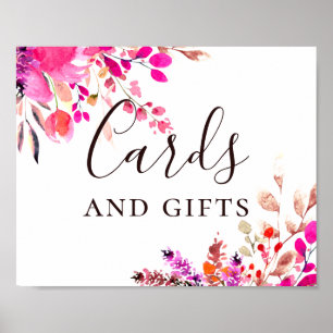 Poster Cartes et cadeaux. Aquarelle rose mariage Po