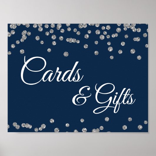 Poster Cartes et cadeaux Argent Faux Parties scintillant (Devant)