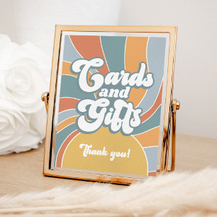 Poster Cartes et Cadeaux Baby Shower Groovy Retro Sunshin