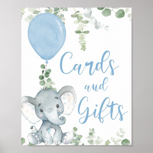 Poster Cartes et cadeaux Ballons d'éléphant Panneau baby (Devant)