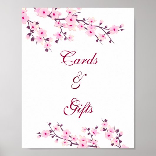 Poster Cartes Et Cadeaux Blanches Rose Cerise Blossom Mar (Devant)
