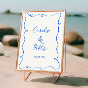 Poster Cartes et cadeaux bleu à main
