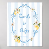 Poster Cartes et cadeaux bleu citron méditerranéen (Devant)