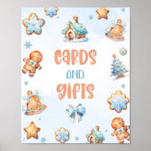 Poster Cartes et cadeaux Bleu Cookie Noël Anniversaire (Devant)