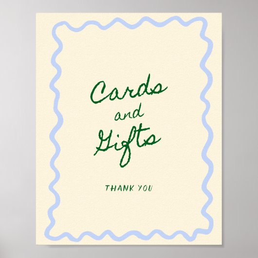 Poster Cartes et cadeaux Blue Green Squigts (Devant)