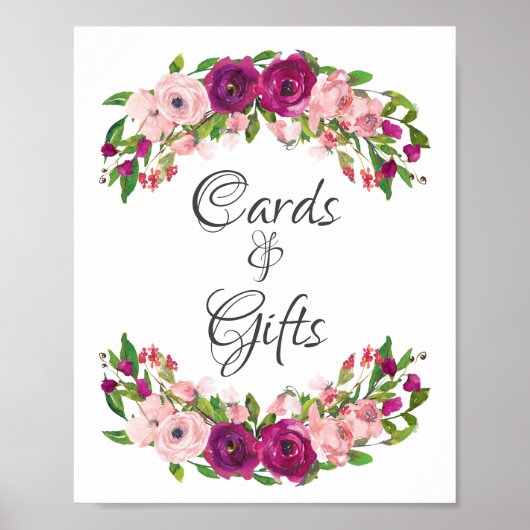 Poster Cartes et cadeaux Blush & Marsala Floral Fêtes des (Devant)