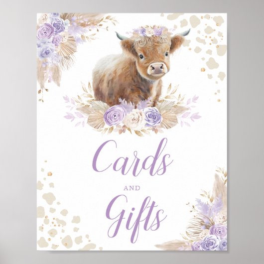 Poster Cartes et cadeaux Boho Highland Vache pourpre Anni (Devant)