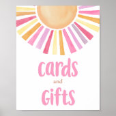 Poster Cartes et cadeaux boho soleil rose jaune orange (Devant)
