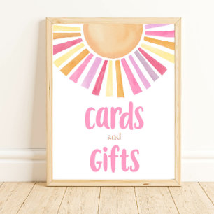 Poster Cartes et cadeaux boho soleil rose jaune orange