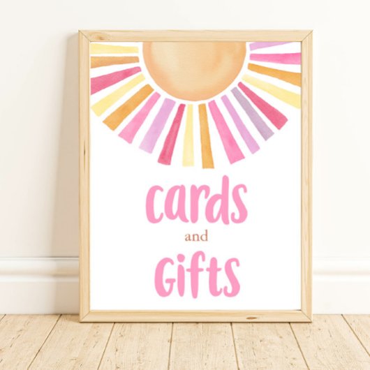 Poster Cartes et cadeaux boho soleil rose jaune orange