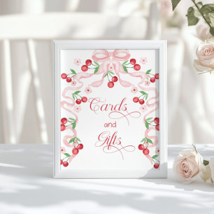Poster Cartes et cadeaux Cerise sur le dessus Ruban rose