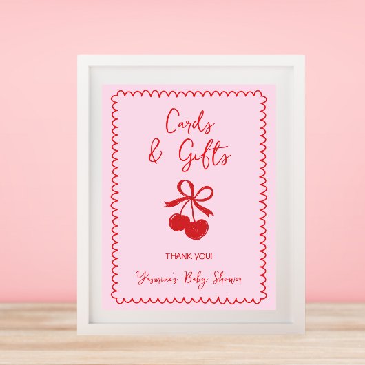 Poster Cartes et cadeaux Cerisier Bow Baby shower tiré ma