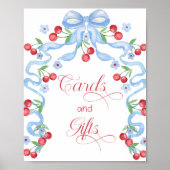 Poster Cartes et cadeaux Cherry Whimsical Blue Bow (Devant)