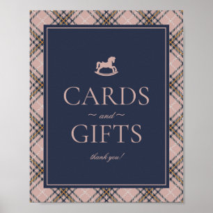Poster Cartes et Cadeaux Cheval à Bascule Tartan Rose Éco