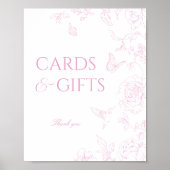 Poster Cartes et cadeaux Chinoiserie Roses doux (Devant)