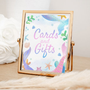 Poster Cartes et cadeaux d'anniversaire de sirène sous la