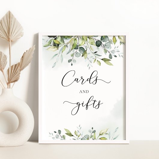 Poster Cartes et cadeaux d'aquarelle d'eucalyptus vert