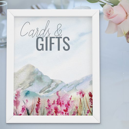 Poster Cartes et cadeaux d'aquarelle Mariage de montagne
