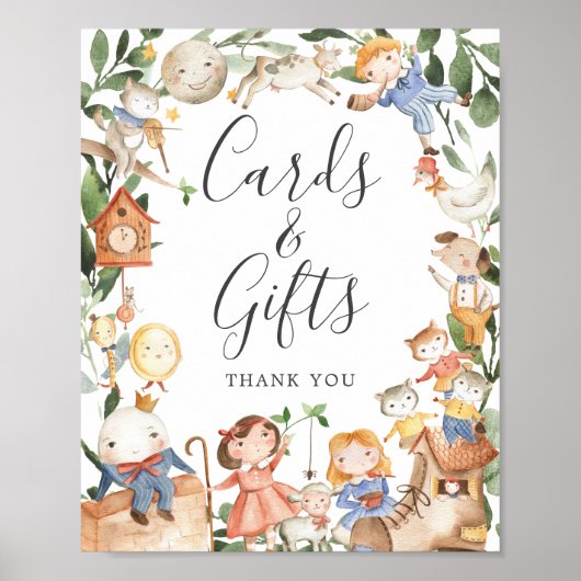 Poster Cartes et cadeaux de Baby Shower avec comptines (Devant)