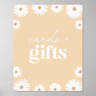 Poster Cartes et cadeaux de Baby shower Boho Jaune Daisy