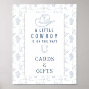Poster Cartes et cadeaux de baby shower cowboy